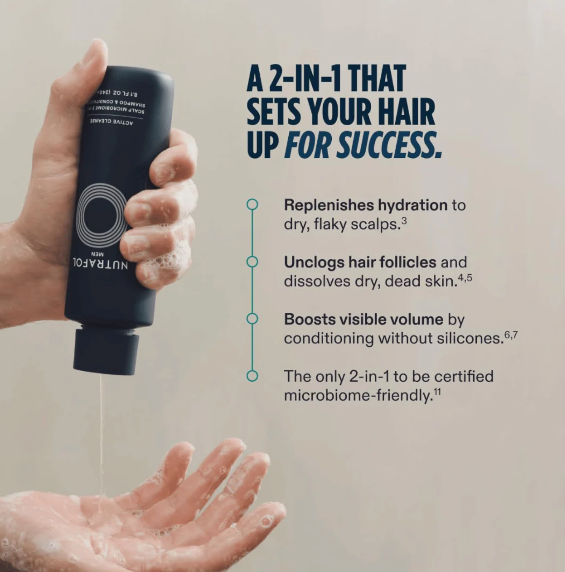 Nutrafol Men's Active Cleanse Shampoo and Conditioner 8oz